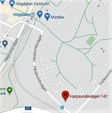 Karta Harpsundsvägen 147, Högdalen