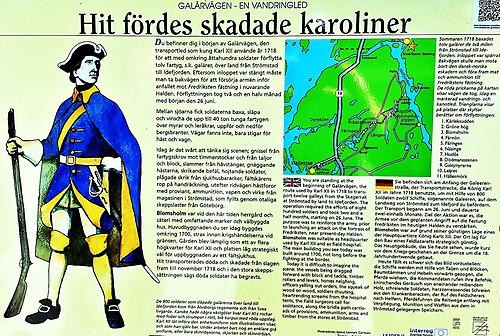 Informationstavlan för Galärvägen 1718 vid Blomsholm.