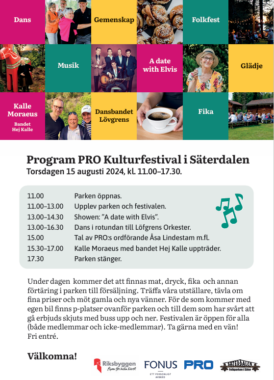Kulturfestival i Säterdalen 15 augusti 2024