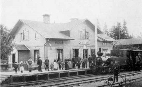 Matfors gamla järnvägsstation i början på 1900 talet