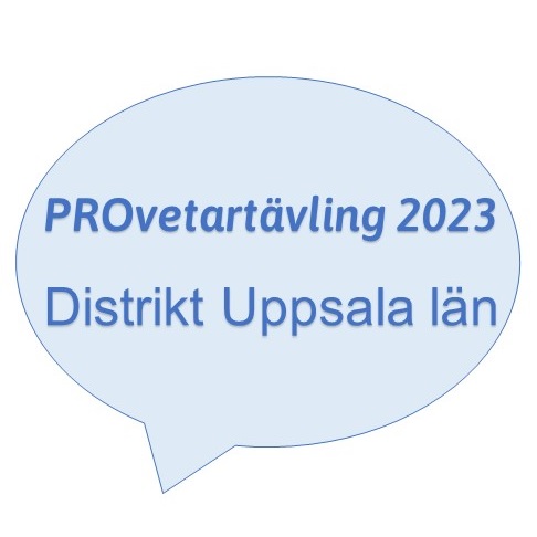 Pratbubbla med texten PROvetartävling Uppsala län