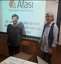 Majbritt Berglund-Nyström och Kristina Isberg från Afasiföreningen