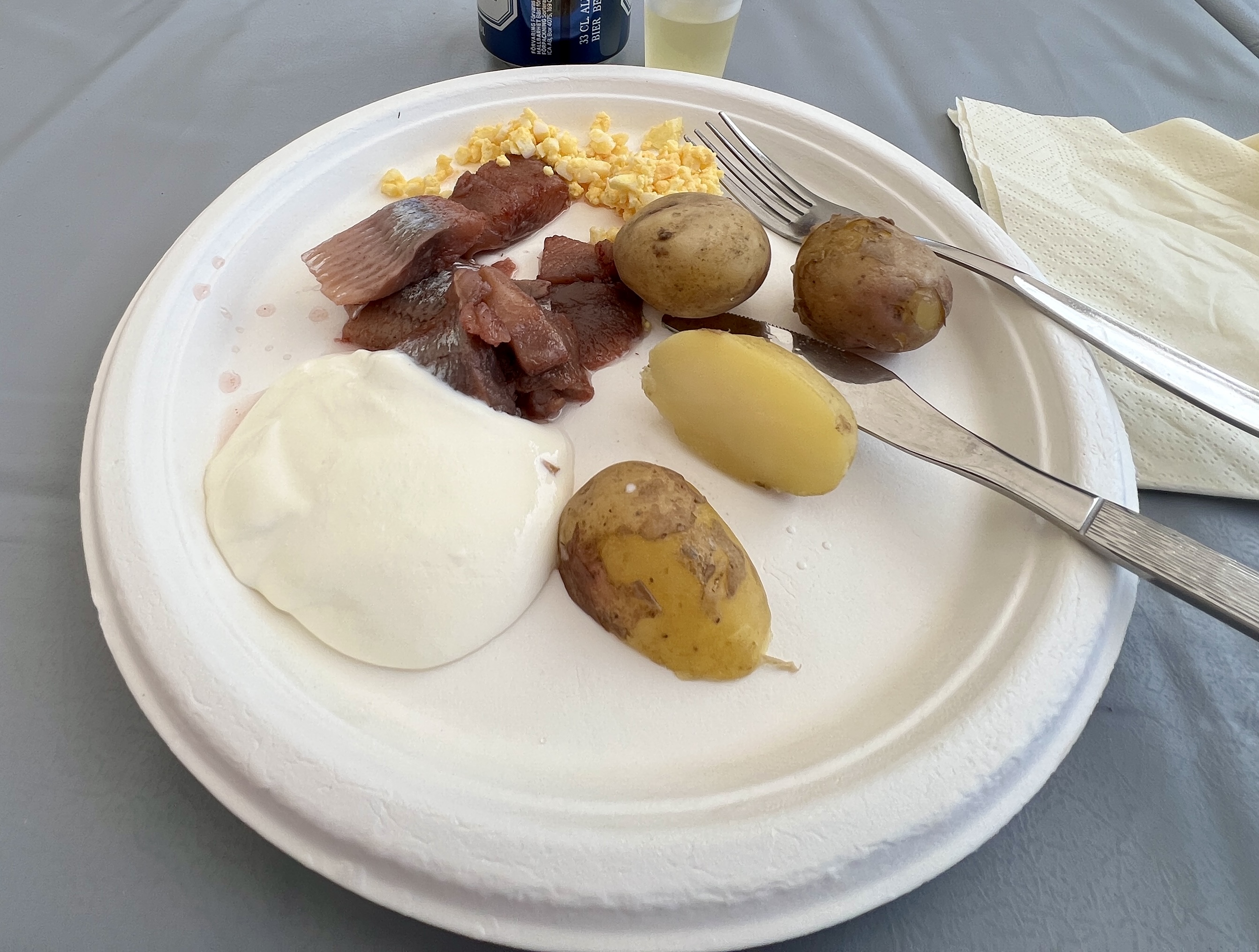 Sill och potatis vid sommarfest hos PRO Torhamn.