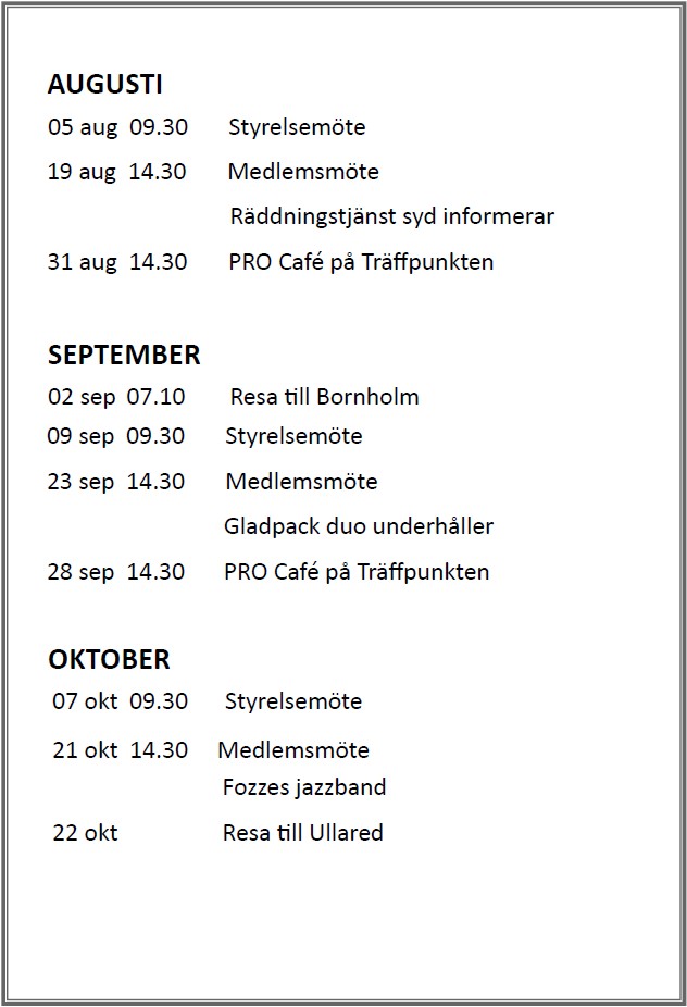 aktiviteter januari till april