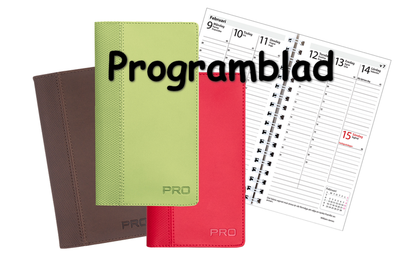 Kalendrar med text "Programblad"